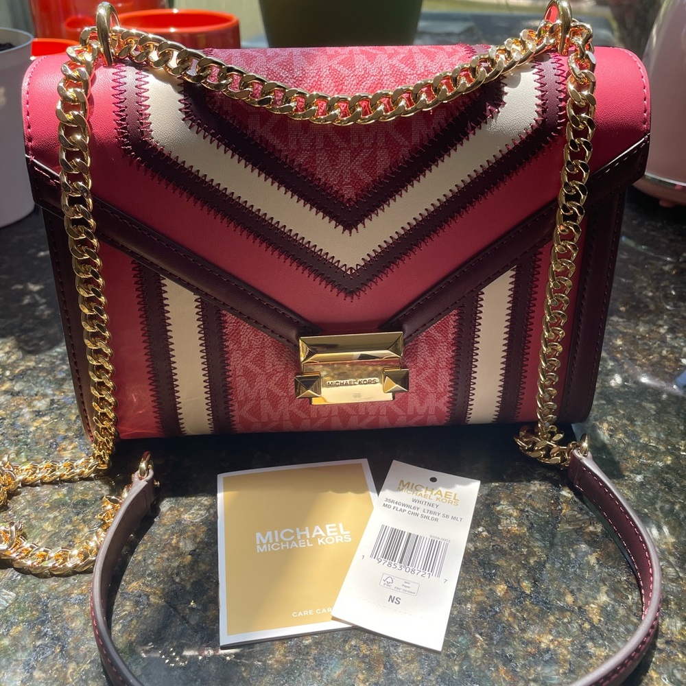 NWOT - Michael Kors Whitney Medium Color-Block and Signature Logo Shoulder Bag